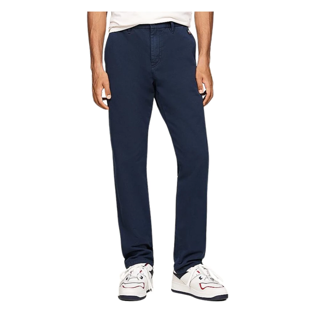 Tommy Hilfiger Blauwe Chino Broek van Katoen Twill Blue Heren