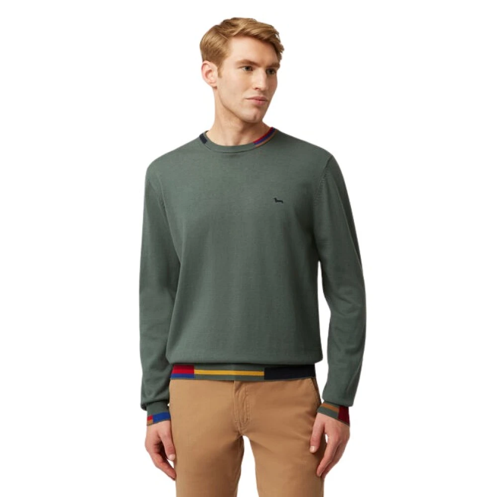Harmont & Blaine Heren Multicolor Crewneck Sweater Green Heren