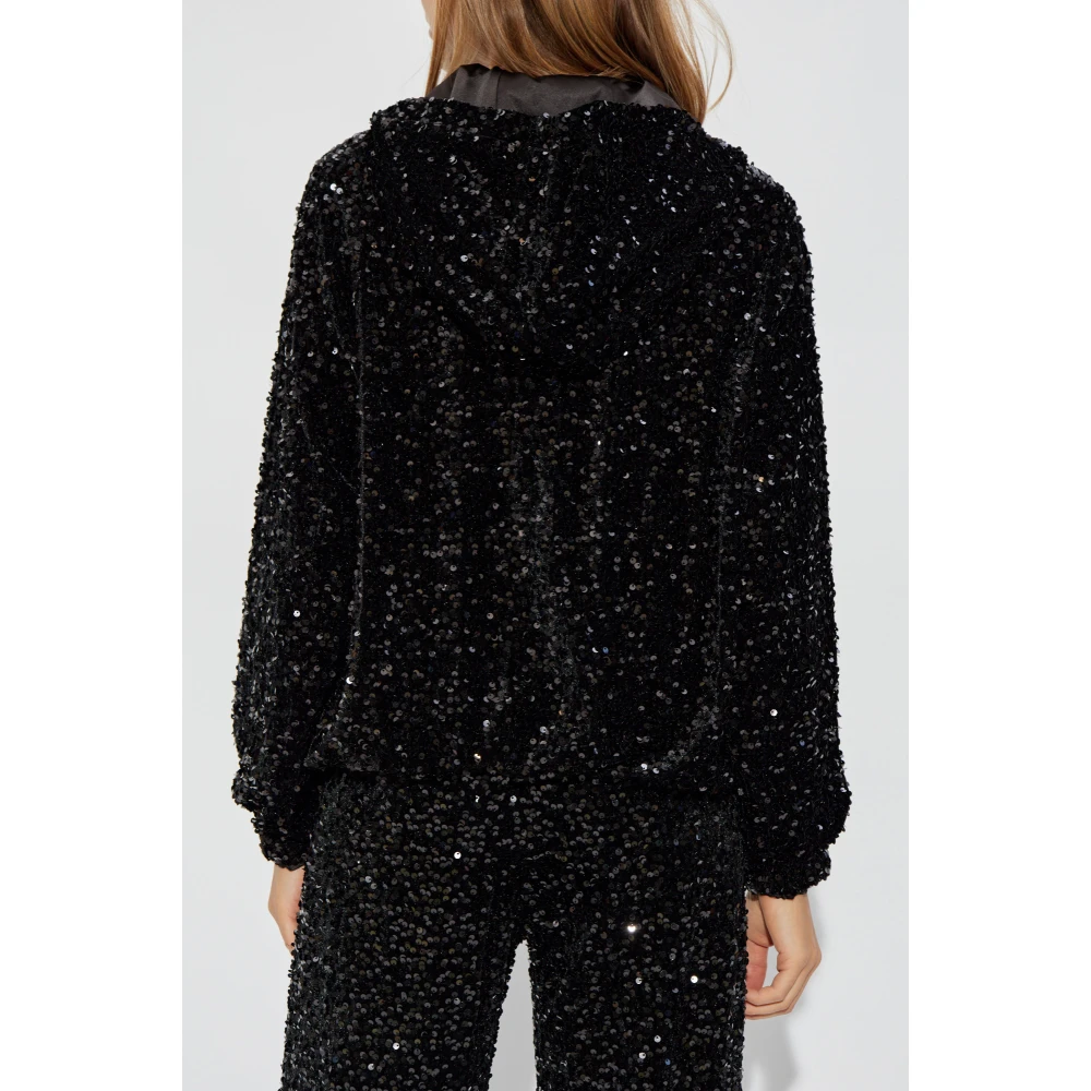 Emporio Armani Paillet Hoodie Black Dames