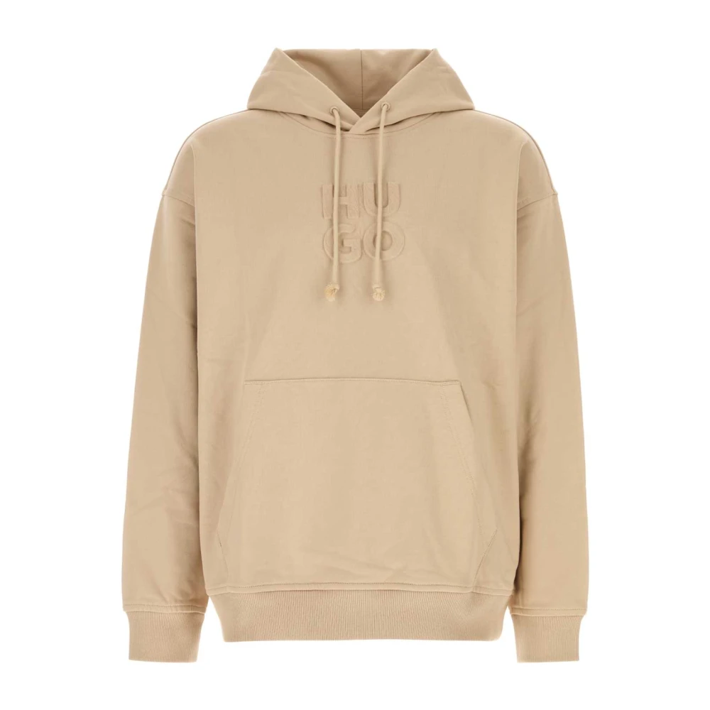 Hugo Men's Beige Hoodies, S, Cotton Sweatshirt