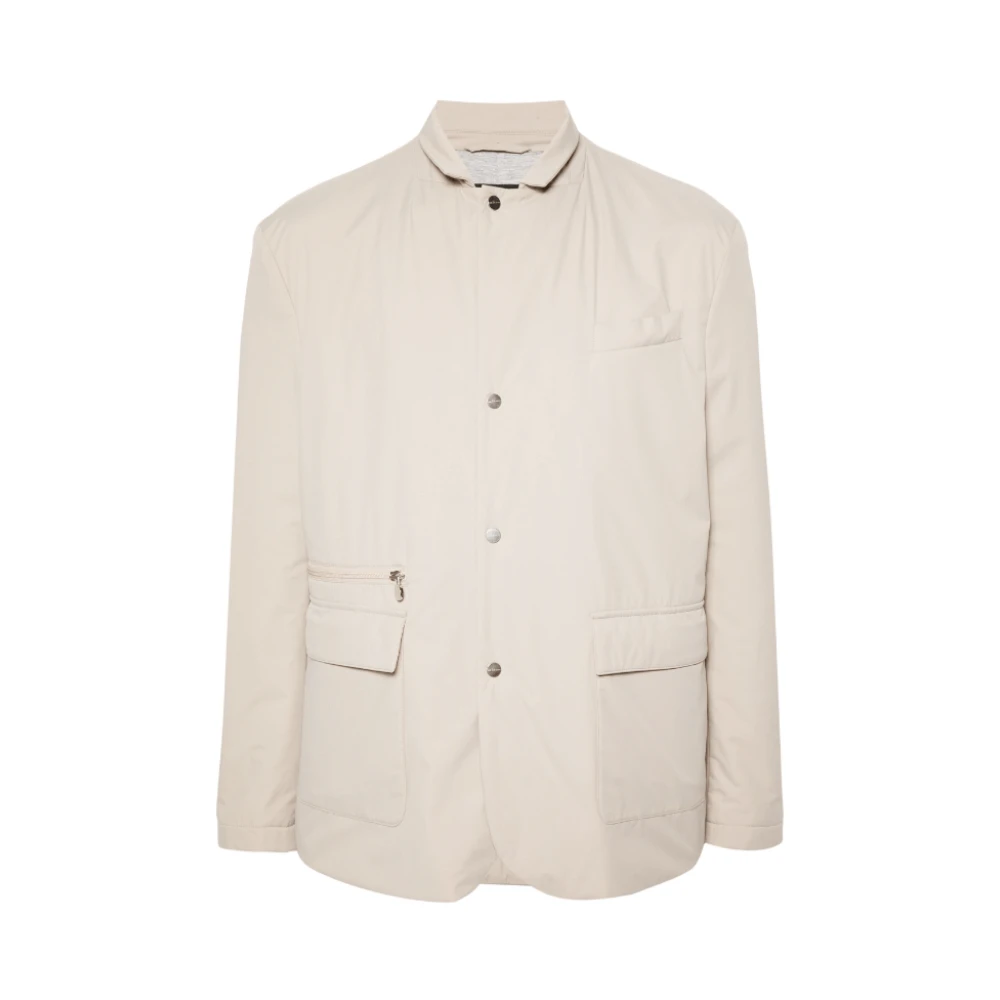 Kiton Beige Gewatteerd Jack met Inkeping Kraag Beige Heren