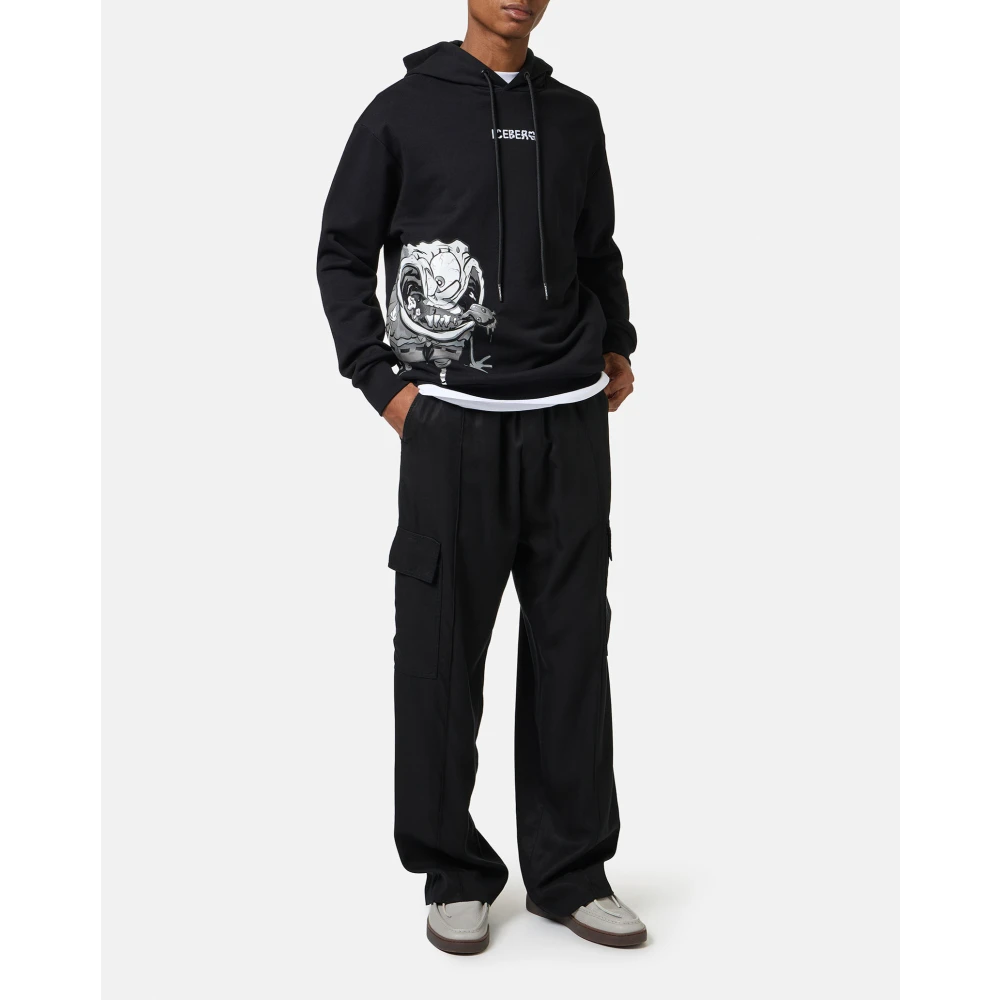 Iceberg Regular fit witte hoodie met SpongeBob-print en logo-borduursel Black Heren