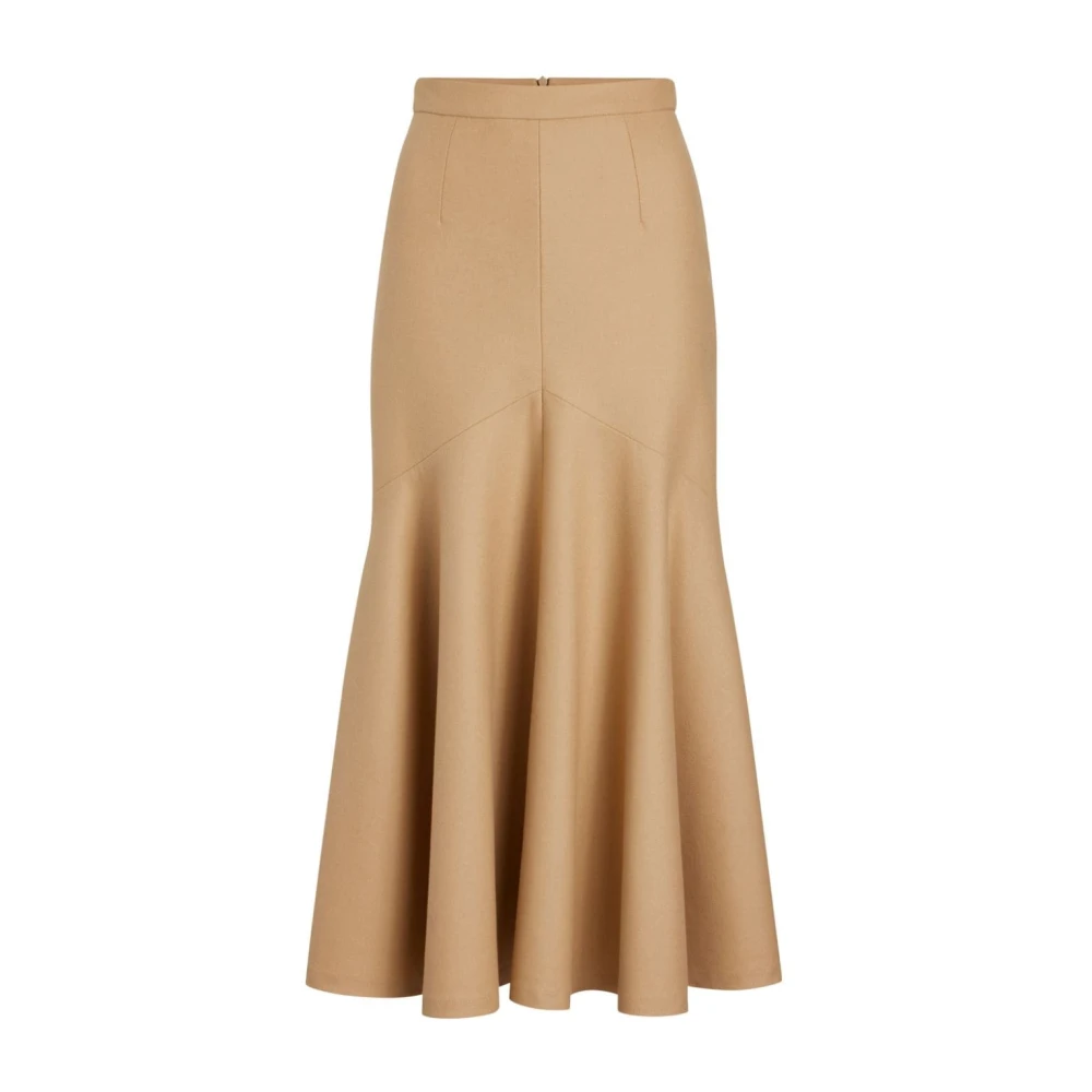 Patou Beige Zeemeermin Geplooide Wollen Rok Beige Dames