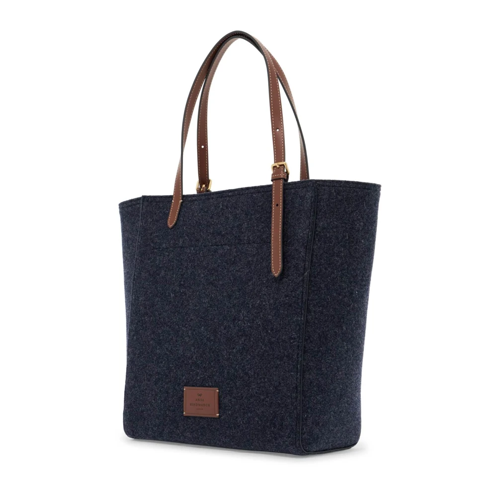 Anya Hindmarch Ogen Ontwerp Vilt Tote Tas Blue Dames