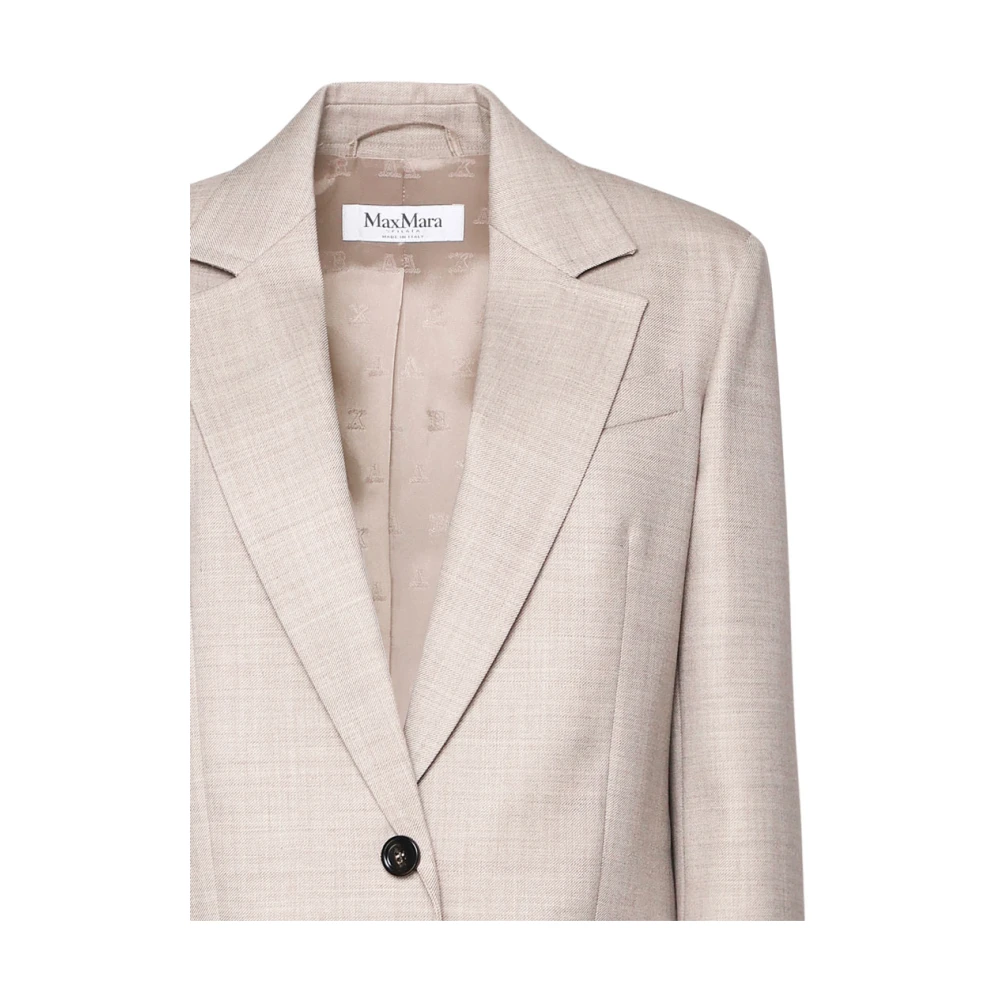 Max Mara Beige Wol Blazer Italië Ambacht Beige Dames