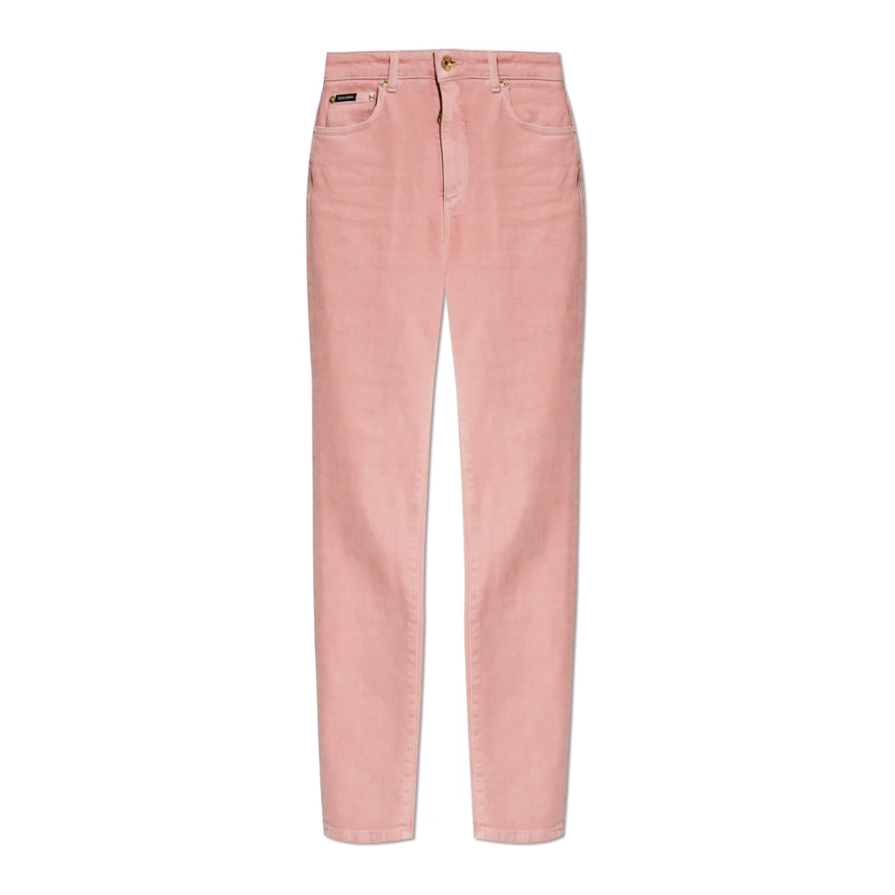Dolce & Gabbana Vrouw Roze Jeans Dames, S, Katoen, Jeans Met Logo