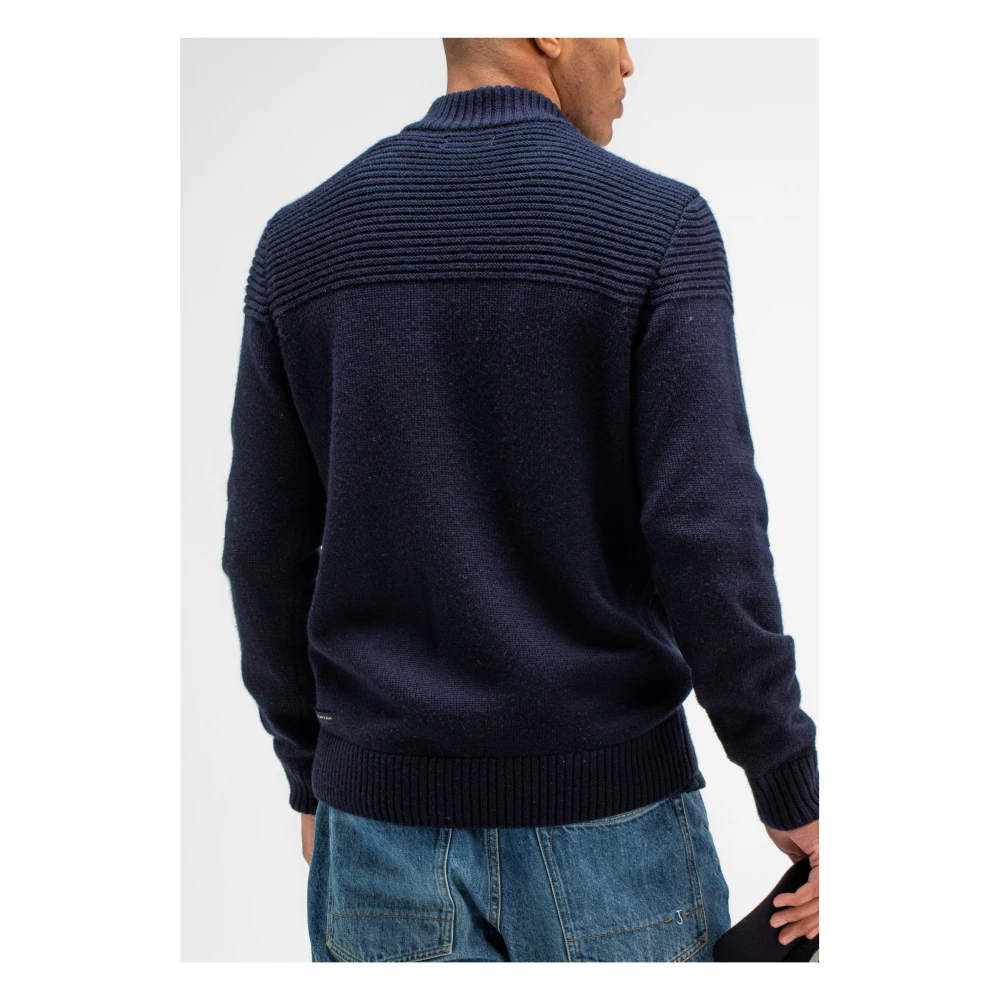 Butcher of Blue Donkerblauwe Mock Button Trui Blue Heren