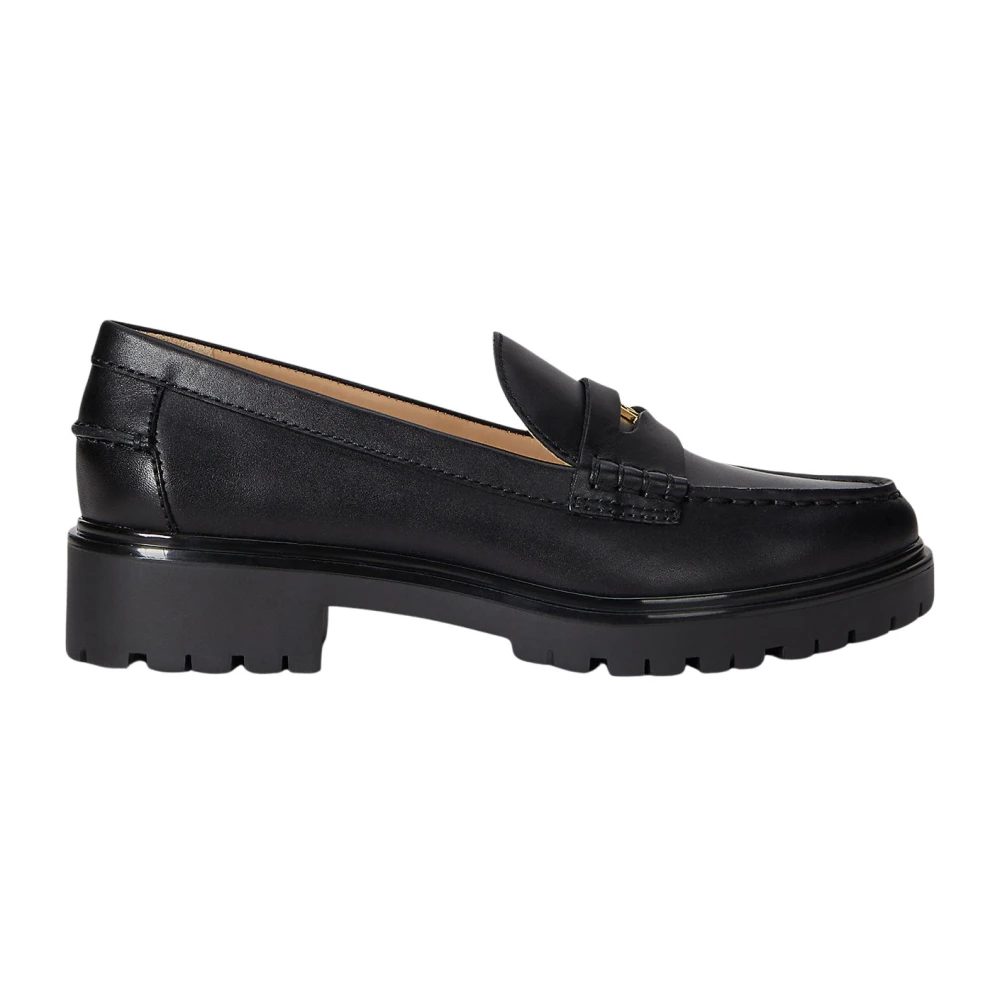 Ralph Lauren Women's Black Loafers, 6 Uk, Lauren By Merlin Penny Loafer Shoes