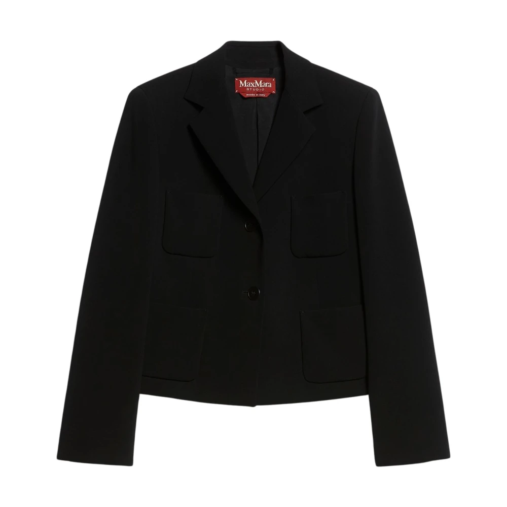 Max Mara Studio Boxy cady jas met knoopsluiting aan de voorkant Black Dames