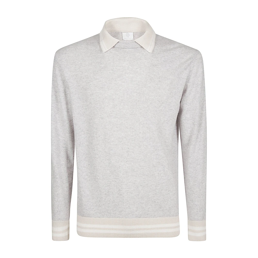 Eleventy Cashmere Polo Sweater met College-geïnspireerde Strepen Gray Heren