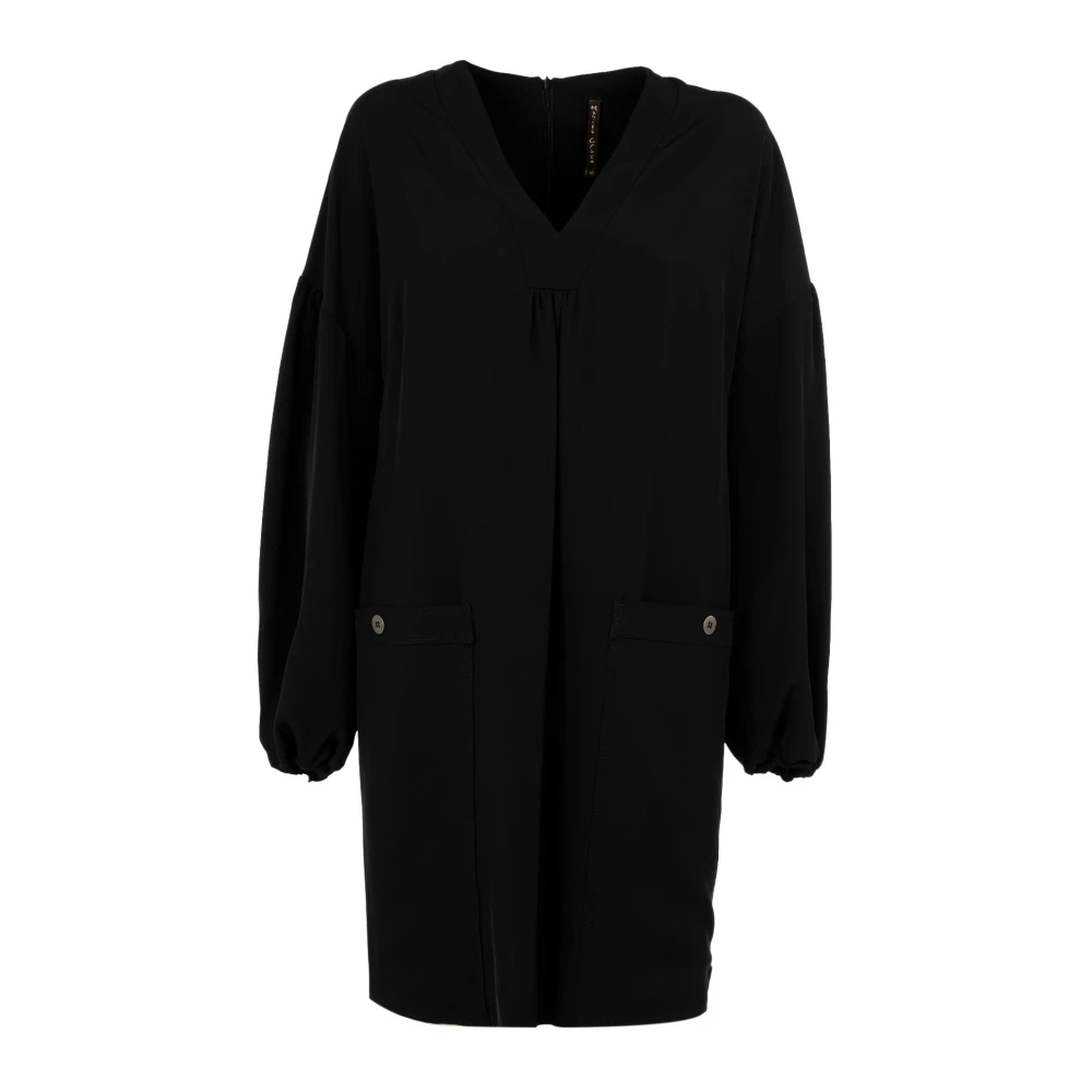 Manila Grace Zwarte Jurk met Zakken Black Dames