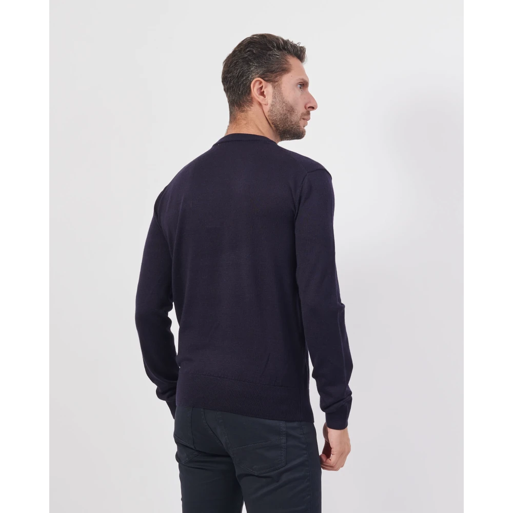 Bikkembergs Blauwe Sweater Basic Lange Mouw Blue Heren