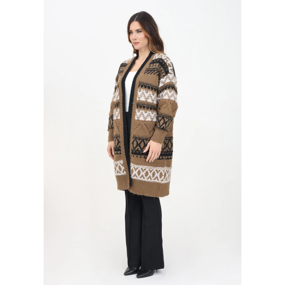Only Geometrische Boho-Chic Cardigan Sweater Brown Dames
