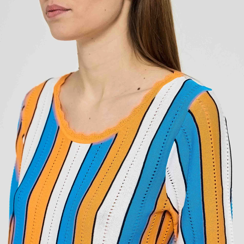 Moschino Gestreept T-shirt met korte mouwen Orange Dames