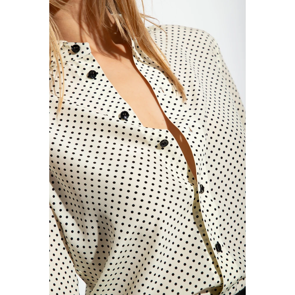 Saint Laurent Overhemd met gestippeld patroon Beige Dames