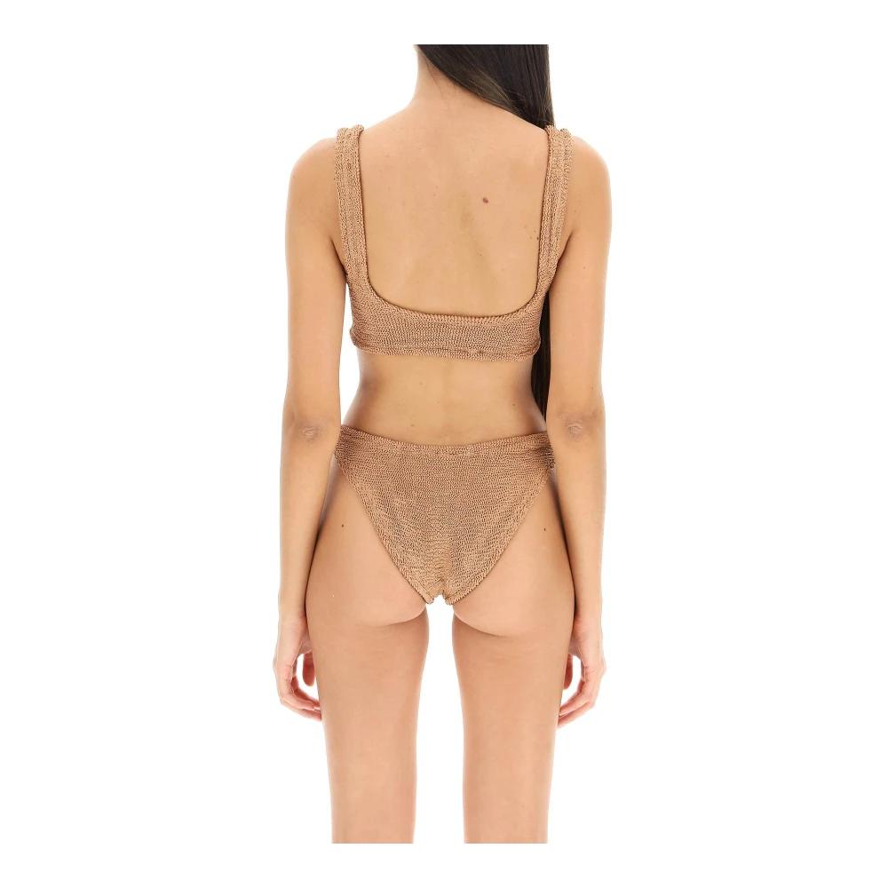 Hunza G Gekreukeld Stretch Tweedelig Bikini Set Brown Dames