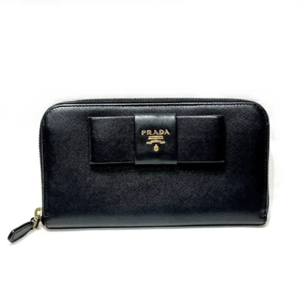 Prada Vintage Pre-owned Leather wallets Black Dames