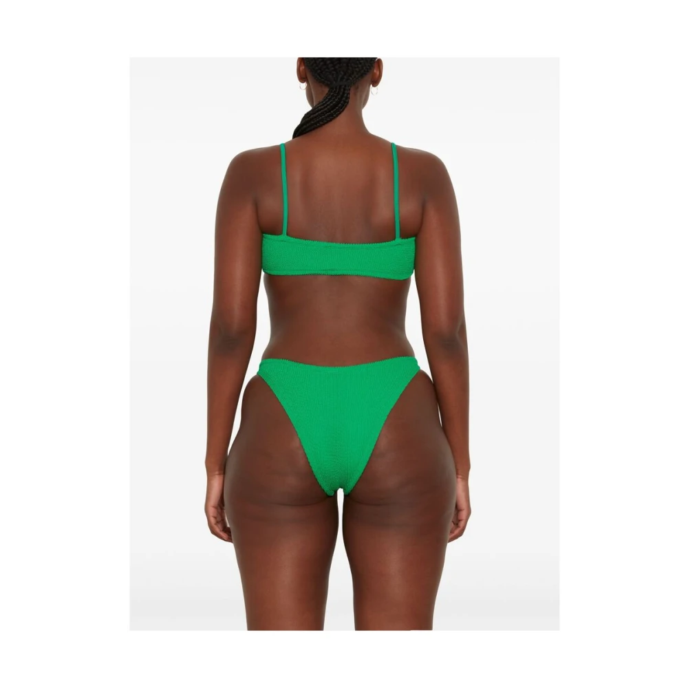 Hunza G Smaragdgroene Gekreukte Strandkleding Vierkante Hals Green Dames