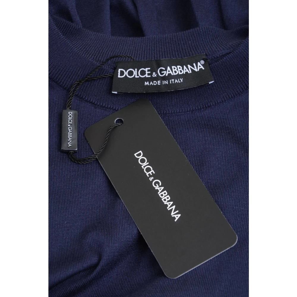 Dolce & Gabbana Zijden Crewneck Pullover voor Mannen Blue Heren