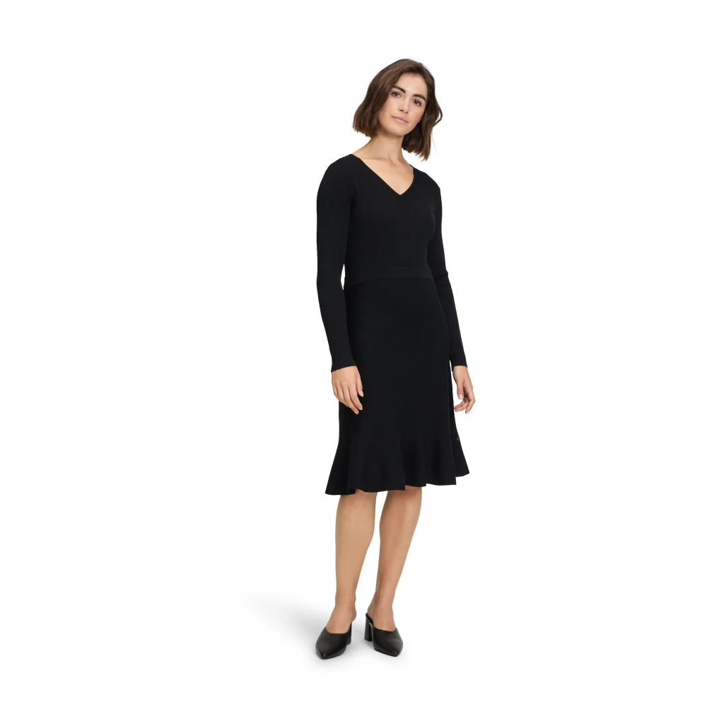 Vera Mont Elegant V-Neck Knit Dress Black Dames