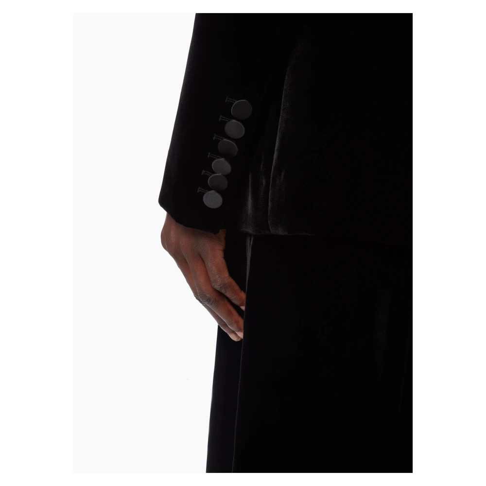 Nina Ricci Zwart Velvet Double-Breasted Blazer Black Dames