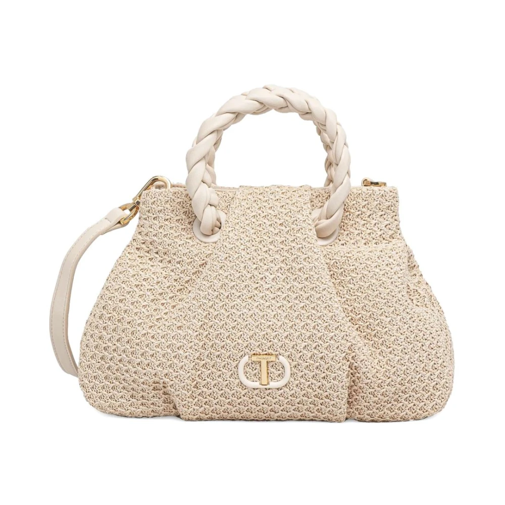 Twinset Beige Tassen met Goudkleurig Logo Beige Dames
