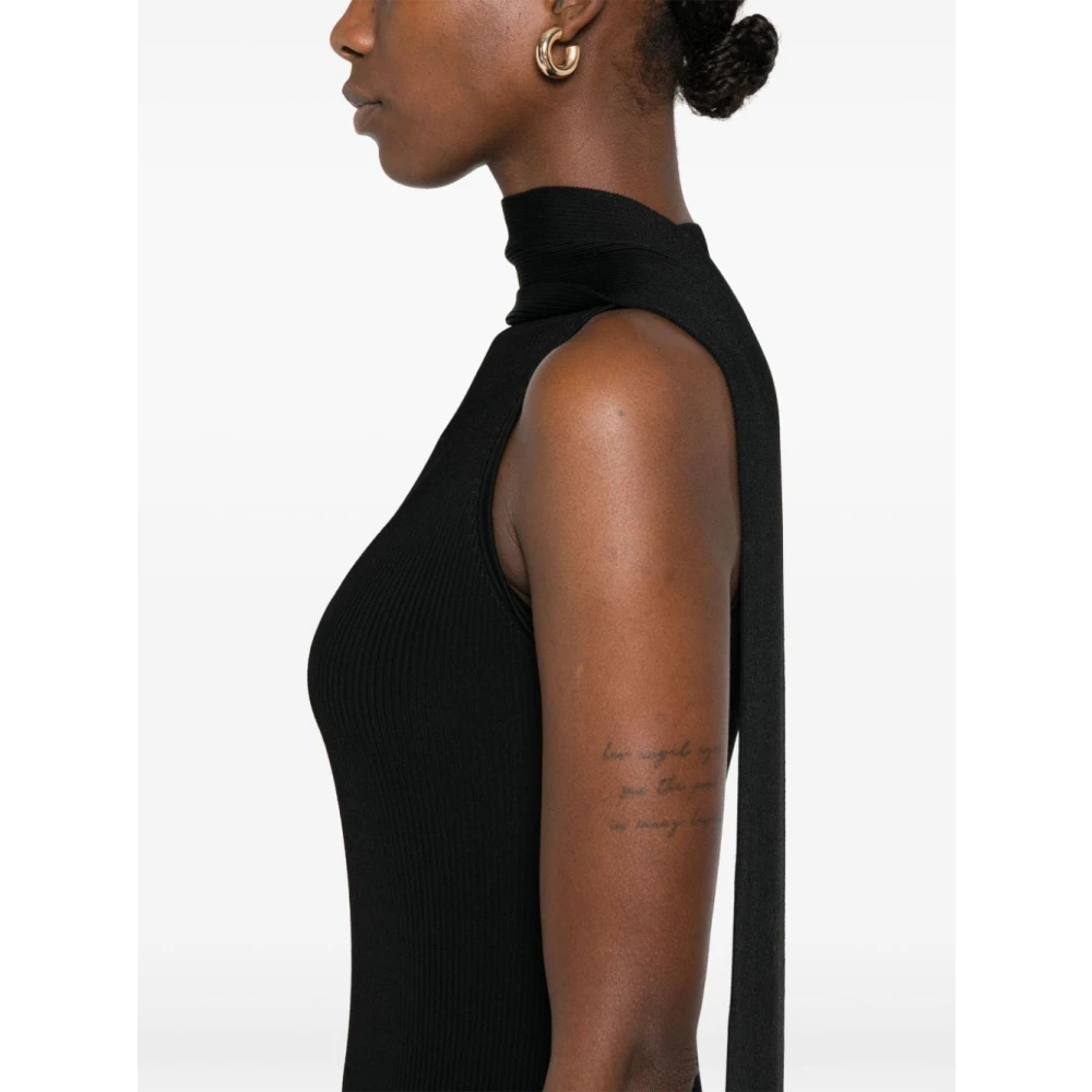 David Koma Asymmetrische Lange Mouw Zwarte Jurk Black Dames