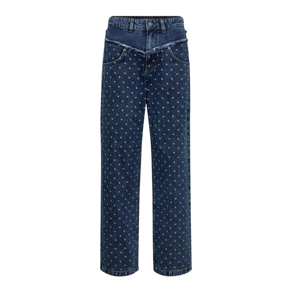 Co'Couture Wijde pijp jeans met rafelrand Blue Dames