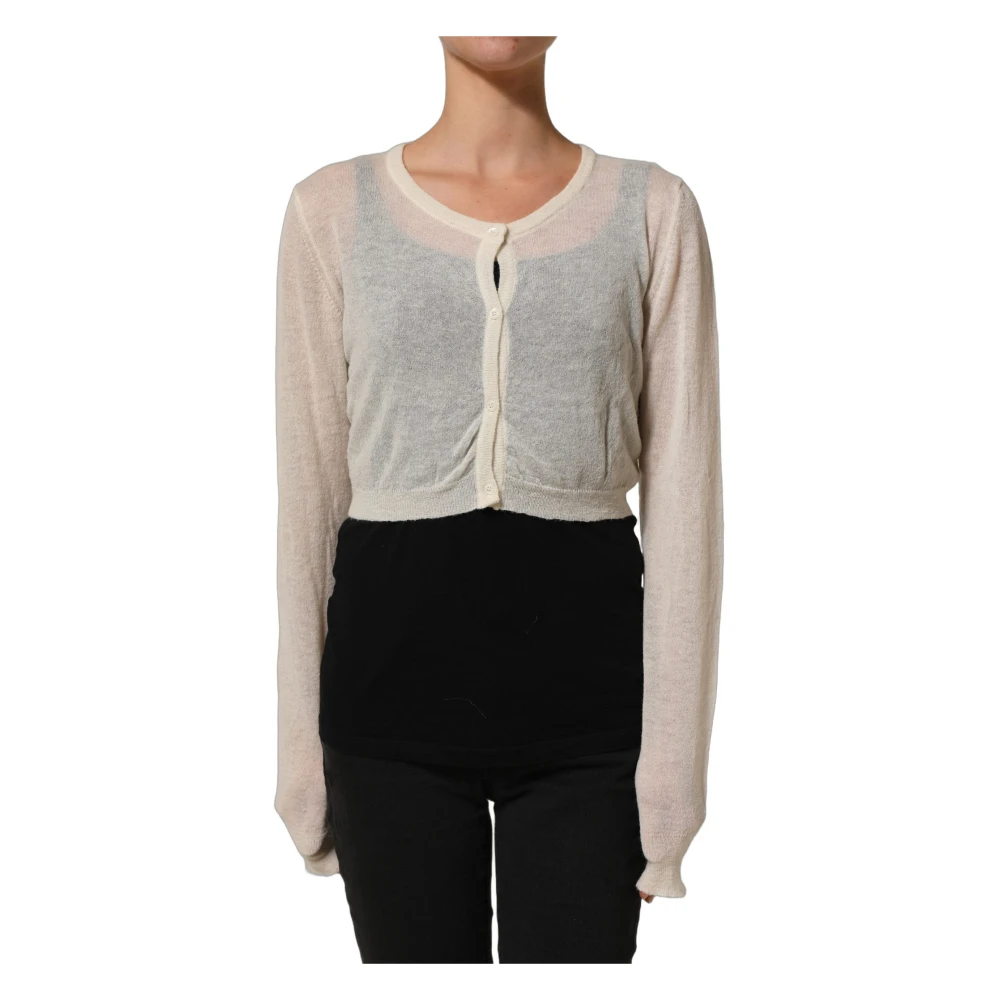 Ermanno Scervino White Knit Cropped Wool Cardigan Sweater - IT48|XXL - Image 2
