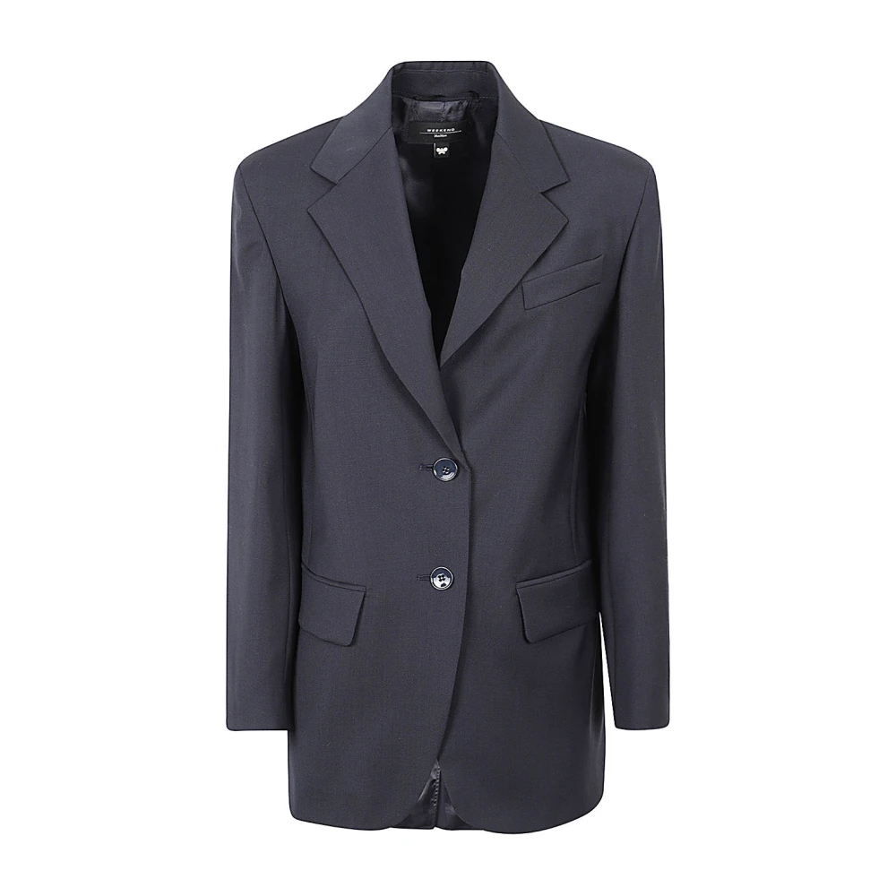 Max Mara Weekend Blauwe wollen stretch blazer Blue Dames