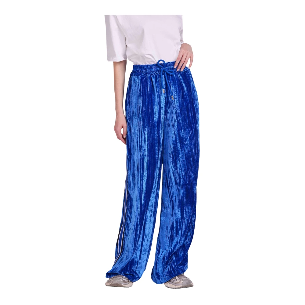 4Giveness Wijde broek met logobanden Blue Dames