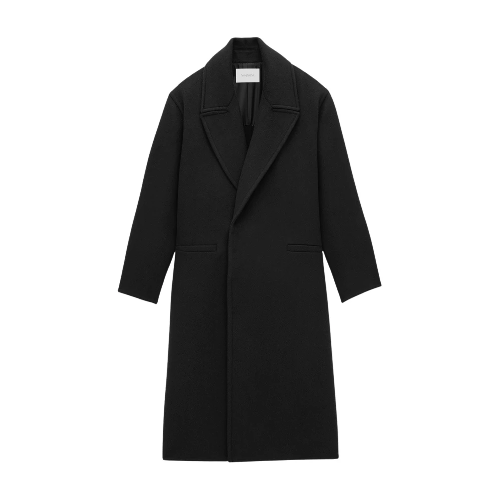 Saint Laurent Wollen Oversized Jas Black Dames