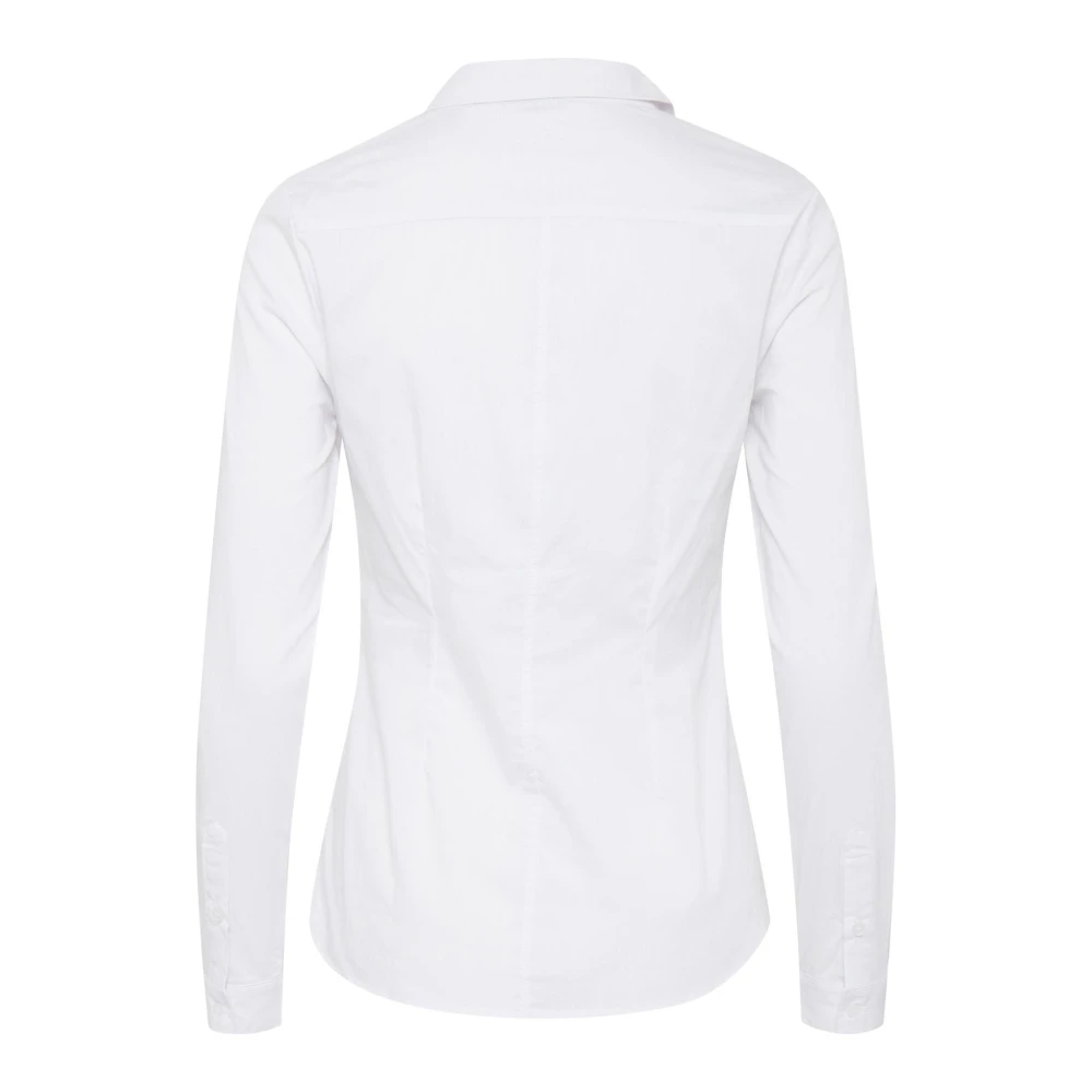 Ichi Witte Kraag Shirt Knoopsluiting White Dames