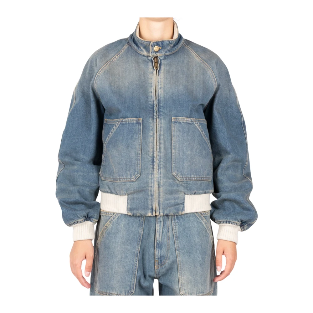 Golden Goose Blauwe Denim Jas met Gouden Ster Blue Dames