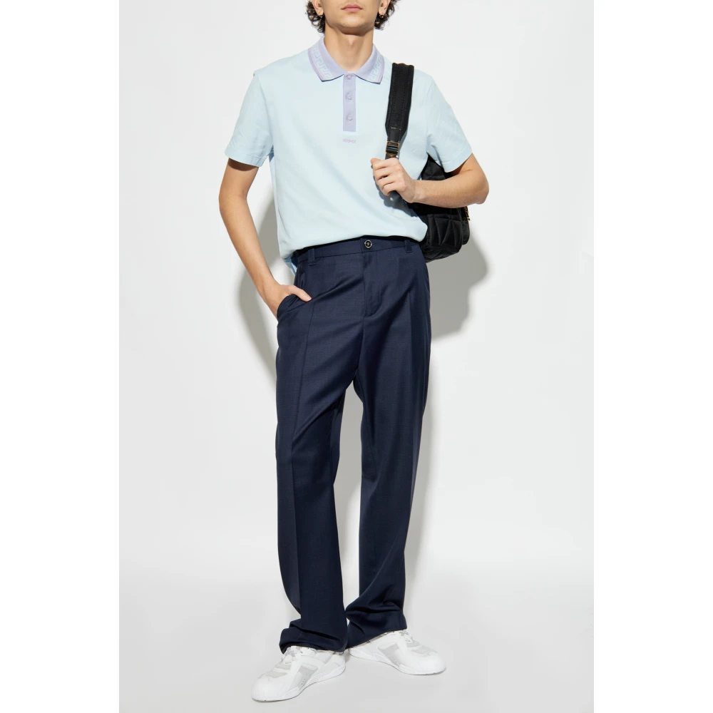Versace Wollen broek met vouw Blue Heren
