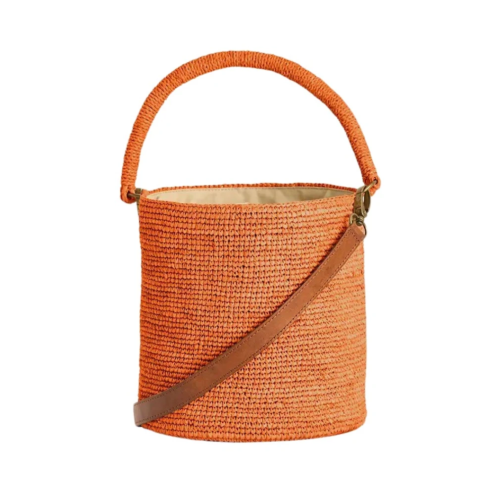 Ibeliv Handgemaakte Raphia Tas met Flap Orange Dames