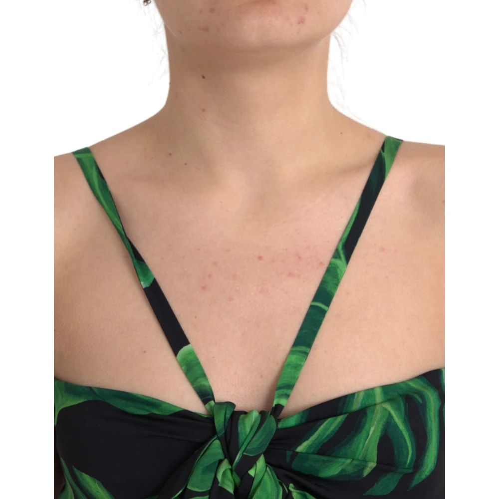 Dolce & Gabbana Bladprint Halternek Crop Top Multicolor Dames