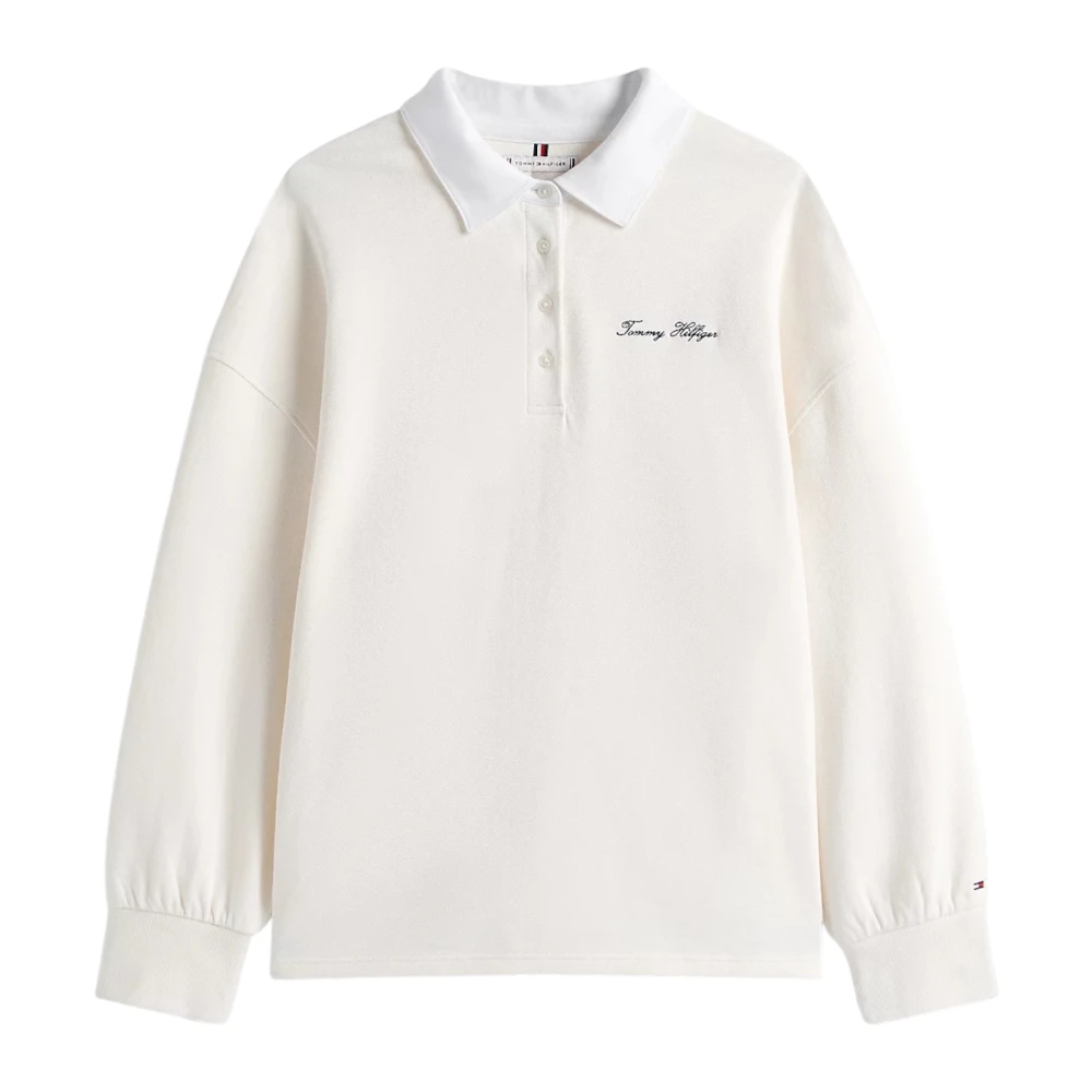 Tommy Hilfiger Script Pique Rugby S - Female - Polo Shirts - Beige - S - Tops