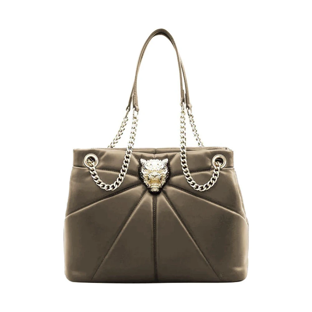 Plein Sport Tijger Ketting Tote Tas Beige Dames