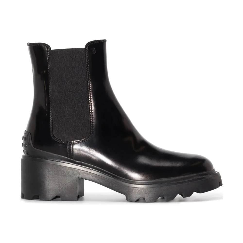 Tod's Women's Black Logo Leather Chelsea - Chelsea Boots - 6 Uk - Shoes