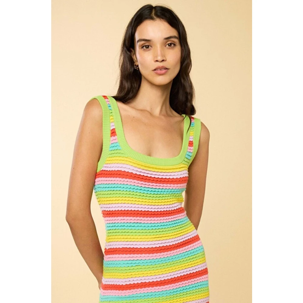 Manoush Regenboog Gebreide Rugloze Midi Jurk Multicolor Dames