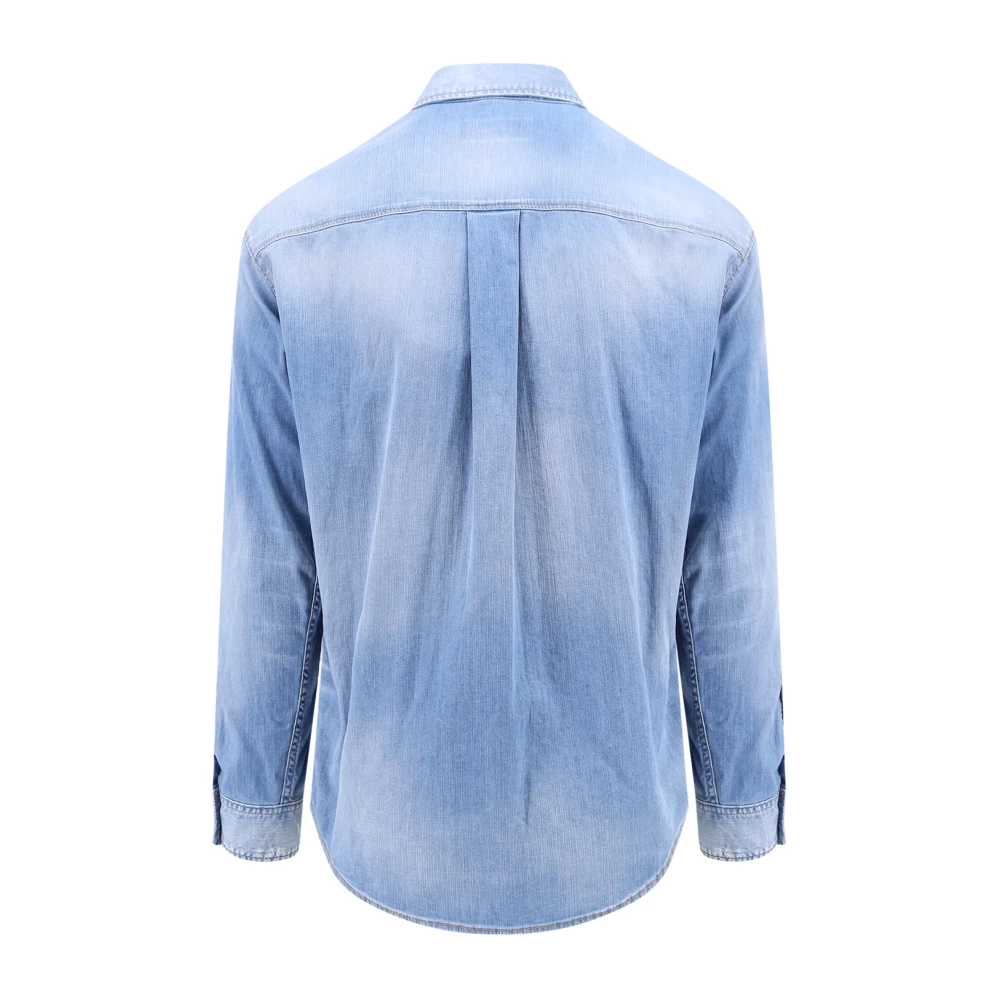 Dsquared2 Blauw Ss24 Herenoverhemd met moeder van parel knopen Blue Heren