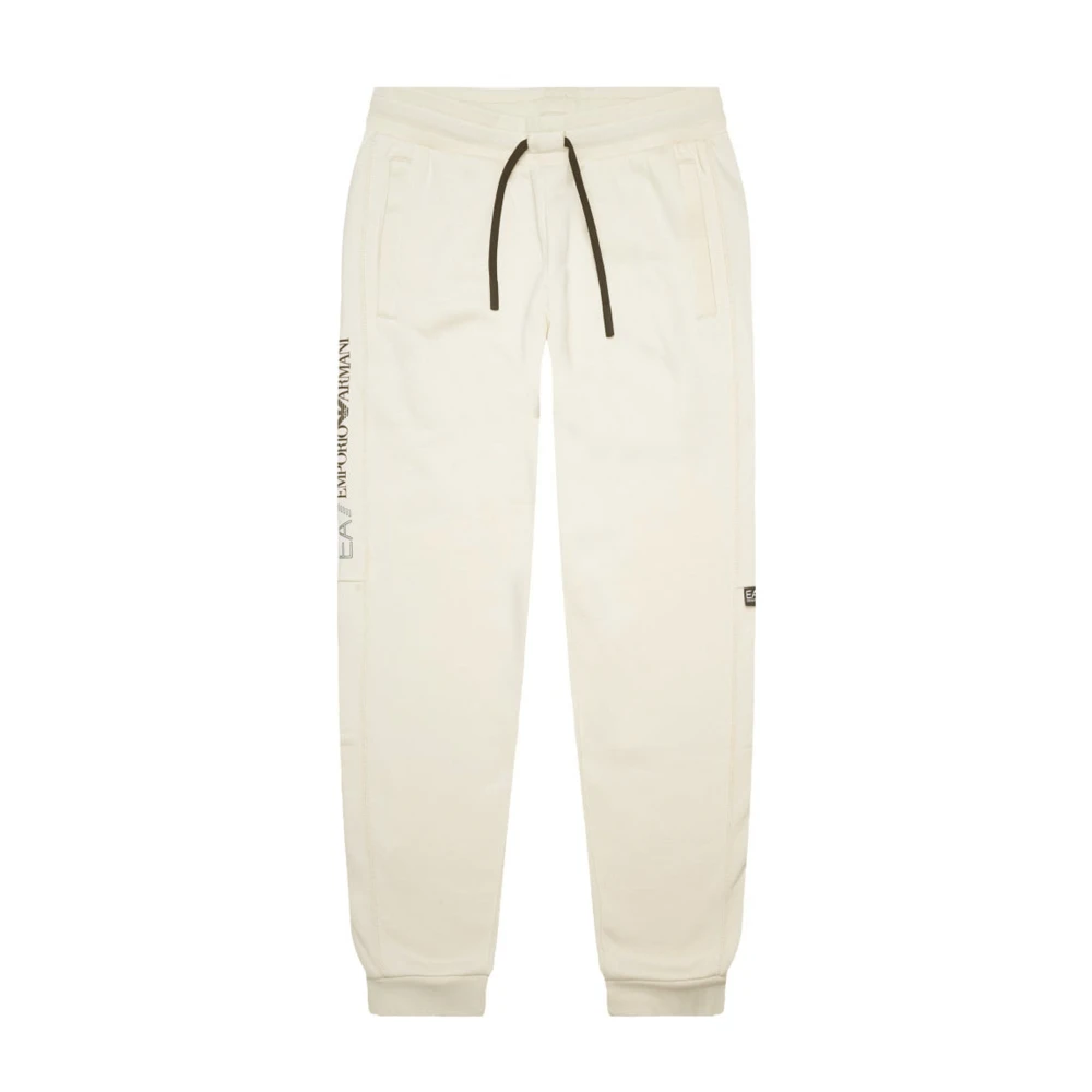 Emporio Armani EA7 Sportieve beige broek met logoprint White Heren