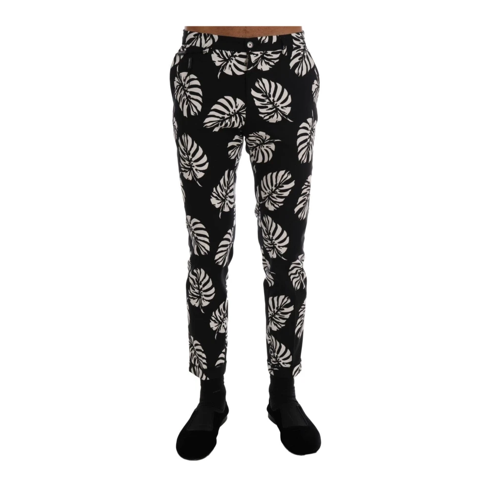 Dolce & Gabbana Men's Black Slim-Fit Trousers,, Luxury Cotton Trousers Jeans For Small