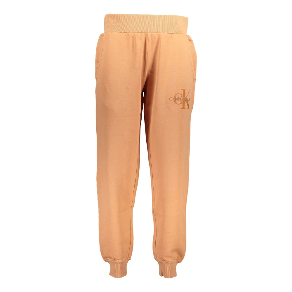 Calvin Klein Women's Orange Sweatpants, Xs, Sporty Trousers With Embroidery
