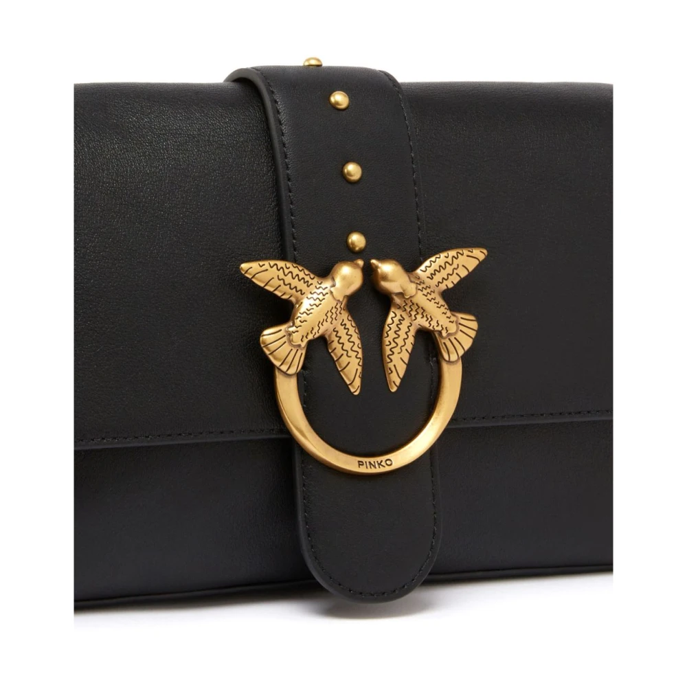 pinko Zwarte Schoudertas Love Birds Gesp Black Dames