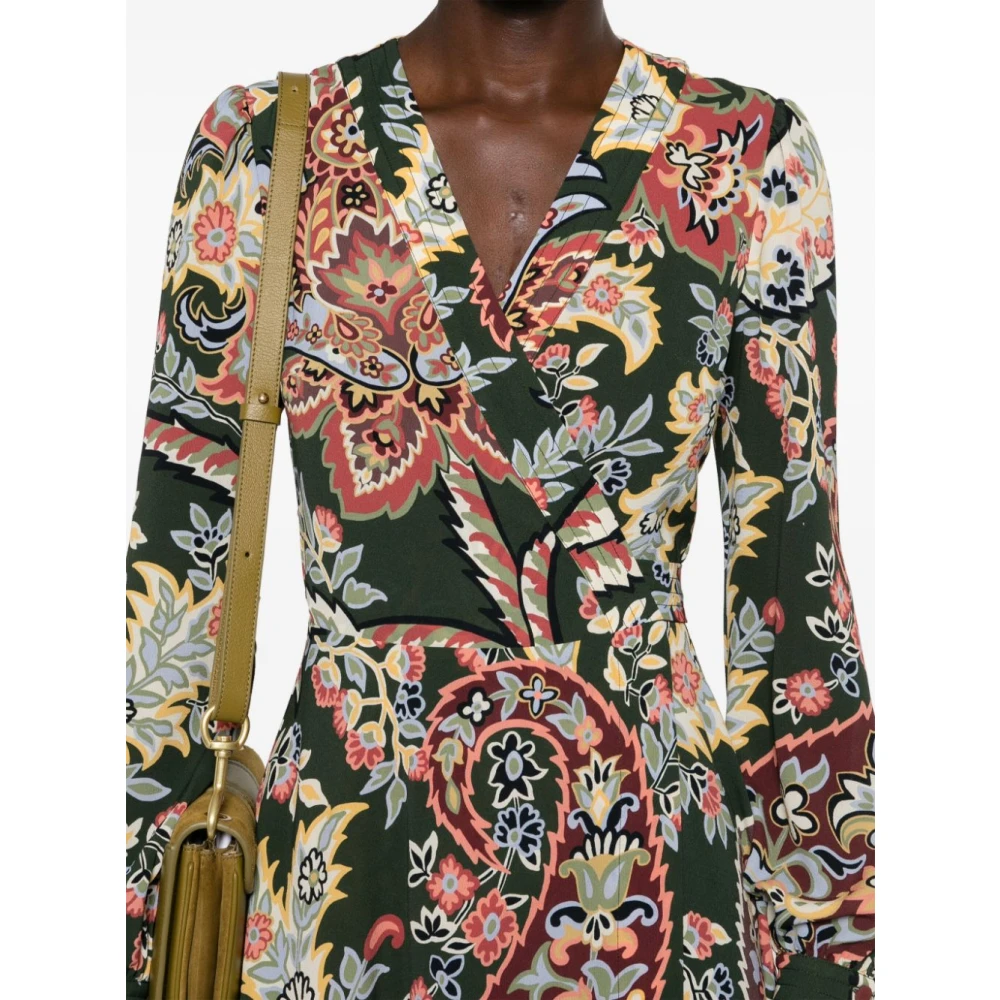 ETRO Bloemen Wrap Jurk Groen Multicolor Dames