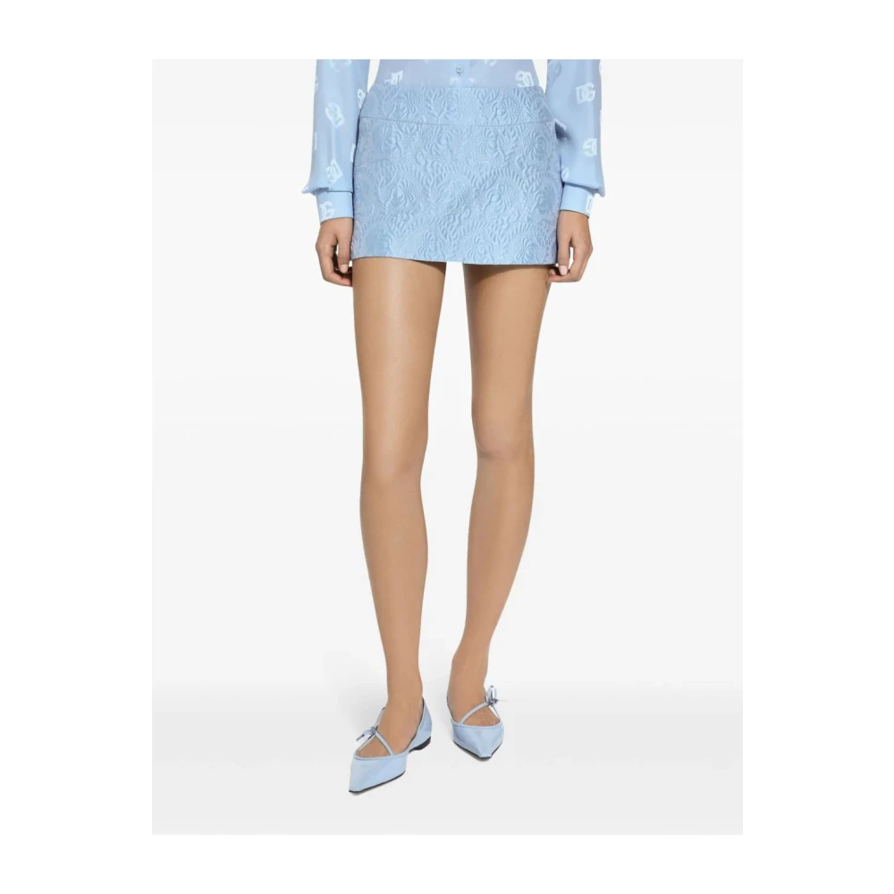 Dolce & Gabbana Brokaat Mini Rok Blue Dames