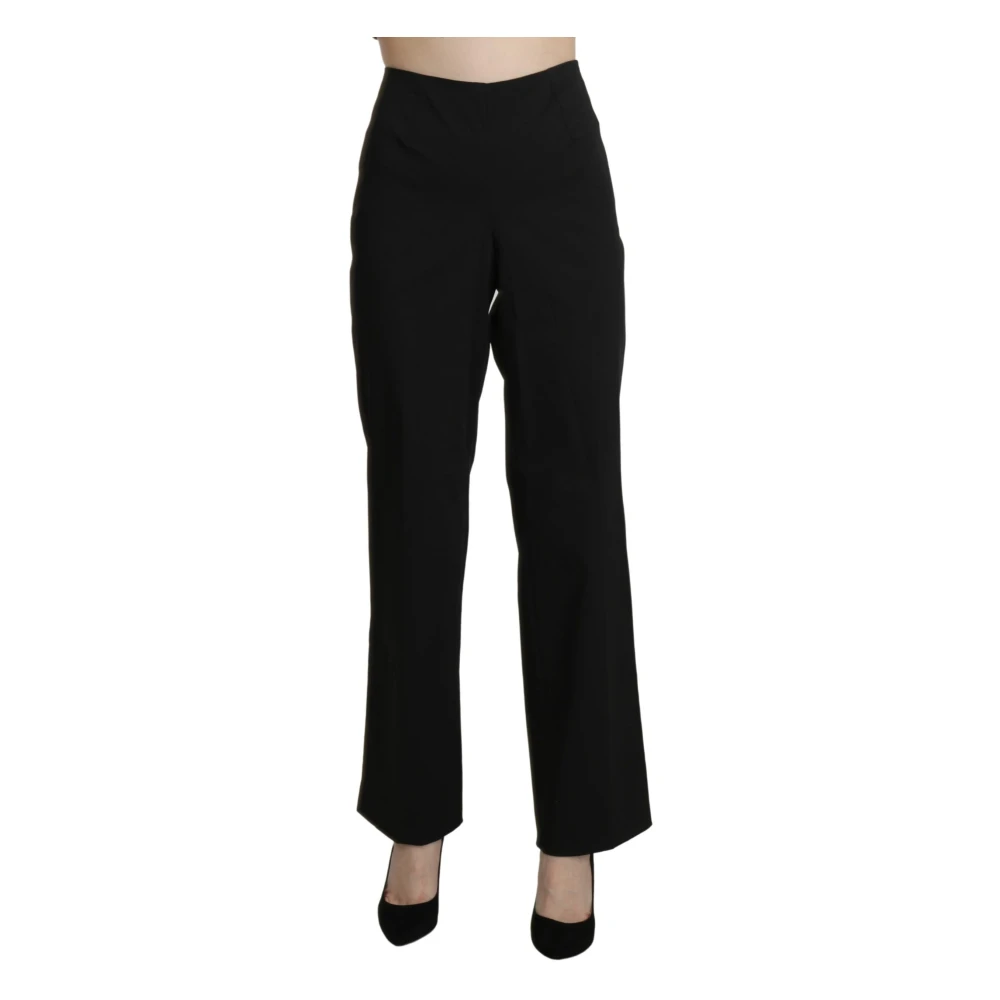 Bencivenga Women's Black Elegant High Waist Trousers - Wide Trousers - L- Trousers