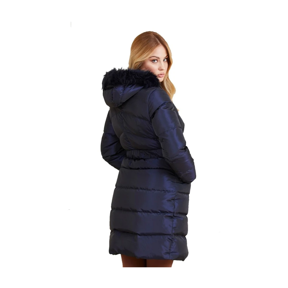 Guess Lange Puffer Jas Blue Dames